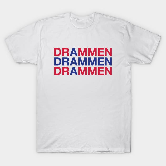 DRAMMEN Norwegian Flag T-Shirt by eyesblau